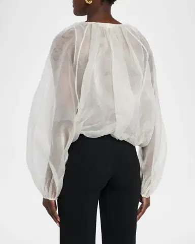 FRAME The Sheer Balloon Blouse | Thumbnail 7 FRAME The Sheer Balloon Blouse | Thumbnail 7