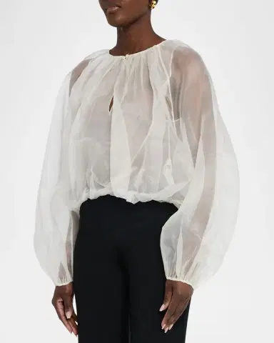 FRAME The Sheer Balloon Blouse | Thumbnail 8 FRAME The Sheer Balloon Blouse | Thumbnail 8
