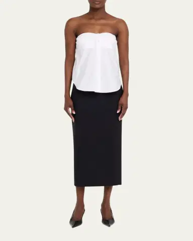Brandon Maxwell Shea Strapless Button-Down Top | Thumbnail 2