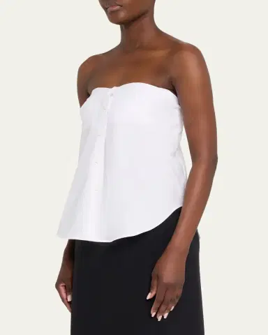 Brandon Maxwell Shea Strapless Button-Down Top | Thumbnail 4