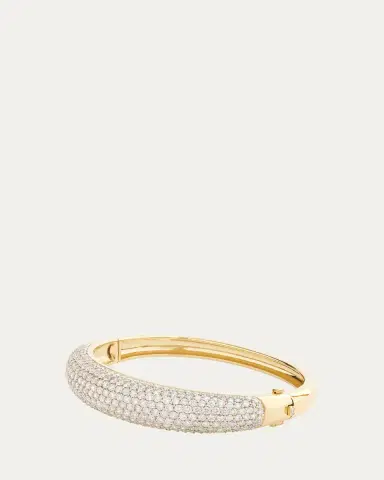 Jamie Wolf 18K Yellow and White Gold Domed Hinge Bangle with Pave Diamonds | Thumbnail 3