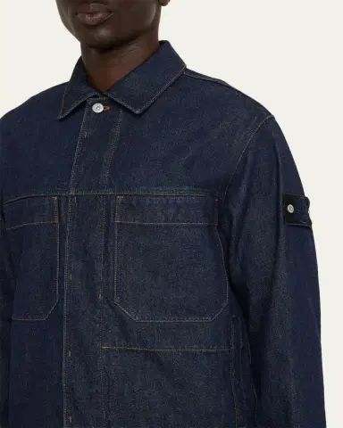 Stone Island Men's Denim Button-Front Biker Jacket | Thumbnail 5