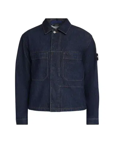 Stone Island Men's Denim Button-Front Biker Jacket | Thumbnail 1