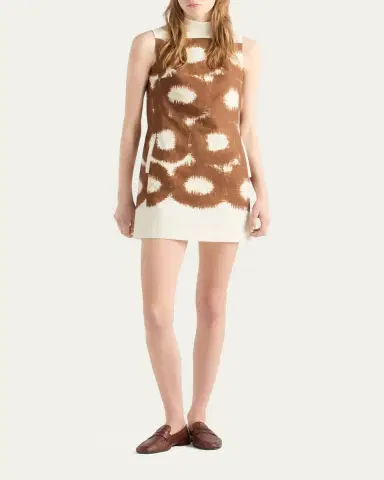 Prada Circle-Print Canvas Sleeveless Mini Dress | Thumbnail 2 Prada Circle-Print Canvas Sleeveless Mini Dress | Thumbnail 2