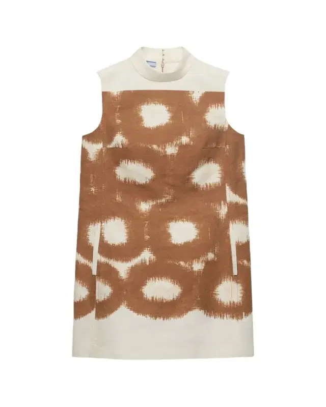 Circle-Print Canvas Sleeveless Mini Dress