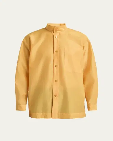 Homme Plissé Issey Miyake Men's Polyester and Wool Mandarin-Collar Sport Shirt | Thumbnail 6 Homme Plissé Issey Miyake Men's Polyester and Wool Mandarin-Collar Sport Shirt | Thumbnail 6