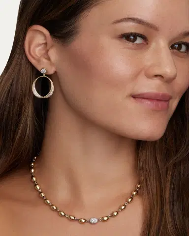 Jamie Wolf 18K Yellow and White Gold Oval Twist Earrings with Diamonds | Thumbnail 2 Jamie Wolf 18K Yellow and White Gold Oval Twist Earrings with Diamonds | Thumbnail 2
