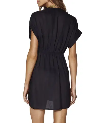 Vix Solid Fuji Pleats Button-Front Caftan | Thumbnail 2