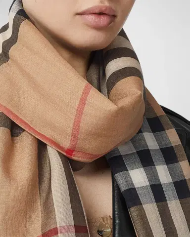 Burberry Giant Check Gauze Scarf | Thumbnail 3 Burberry Giant Check Gauze Scarf | Thumbnail 3