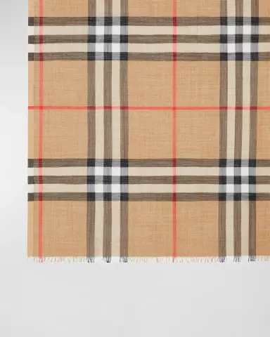 Burberry Giant Check Gauze Scarf | Thumbnail 5 Burberry Giant Check Gauze Scarf | Thumbnail 5