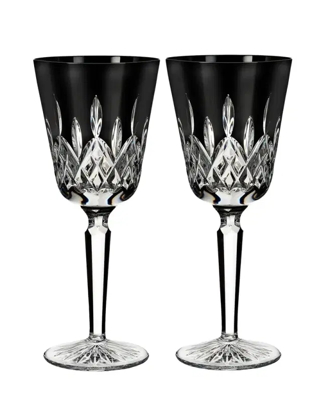 Waterford Crystal Lismore Black Crystal Goblets, Set of 2