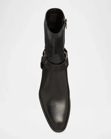 Saint Laurent Men's Wyatt 40 Harness Biker Boots | Thumbnail 4 Saint Laurent Men's Wyatt 40 Harness Biker Boots | Thumbnail 4
