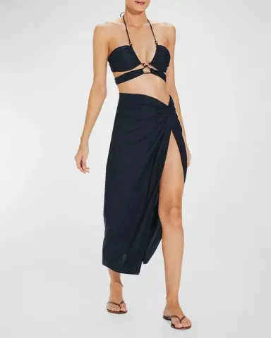 Vix Karen Front Twist Midi Coverup Skirt | Thumbnail 3