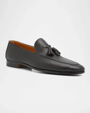 Magnanni Men's Seneca Grained Leather Tassel Loafers | Thumbnail 3
