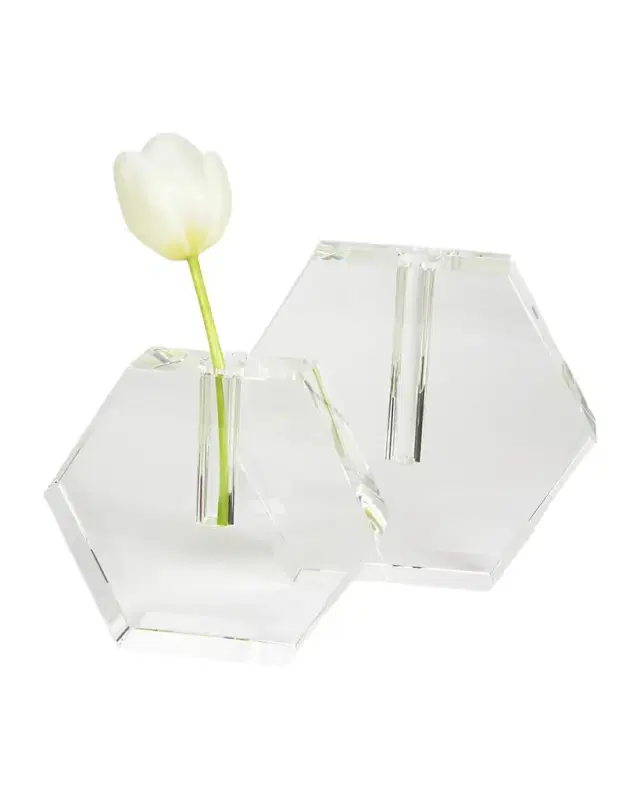 Tizo Clear Crystal Vase Flat Hexagon - Small