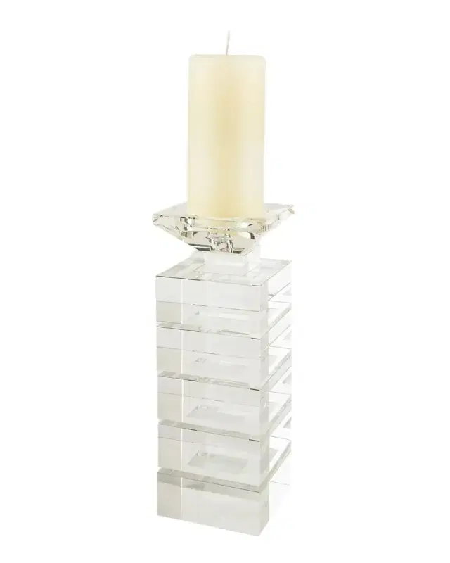 Tizo Clear Cut Crystal "Illusion" Candleholder - Holds Pillar Or Tapered Candles - Medium