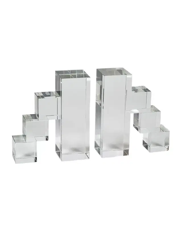 Tizo Clear Crystal Block Steps Bookend Pair