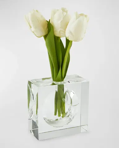 Tizo Clear Crystal Vase Square W/Bubble -Small | Thumbnail 2 Tizo Clear Crystal Vase Square W/Bubble -Small | Thumbnail 2
