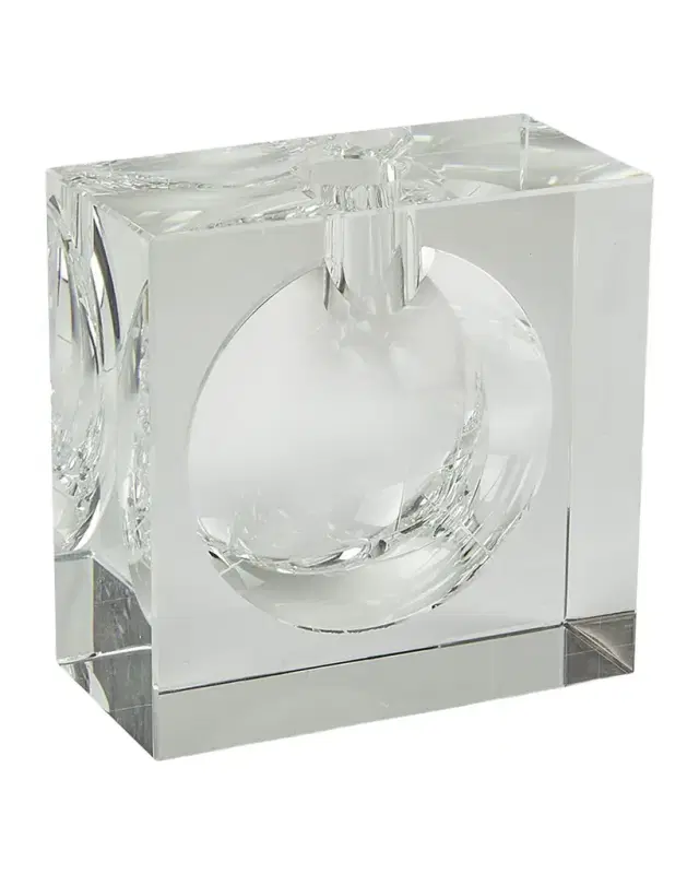 Tizo Clear Crystal Vase Square W/Bubble -Small