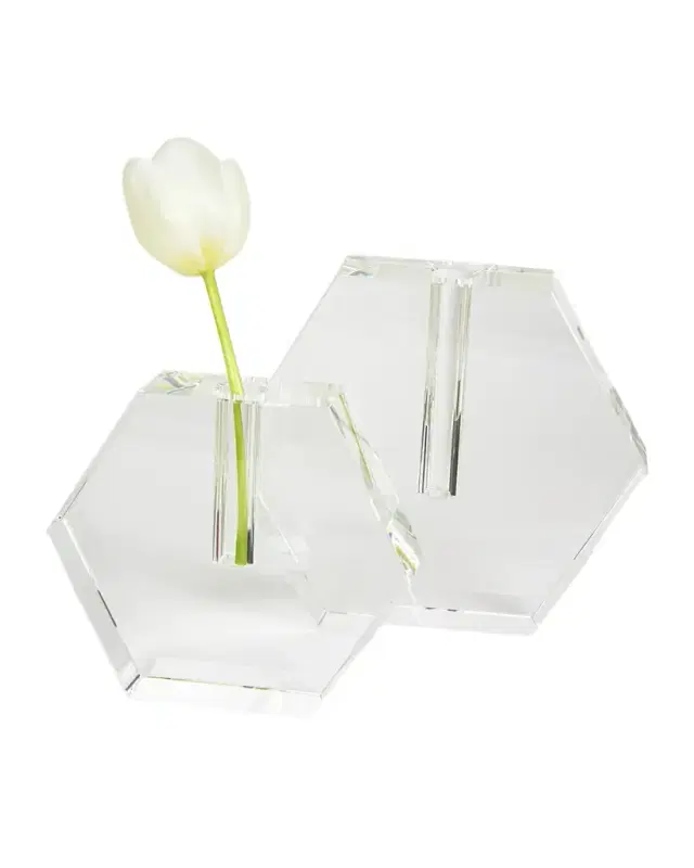 Tizo Clear Crystal Vase Flat Hexagon - Large