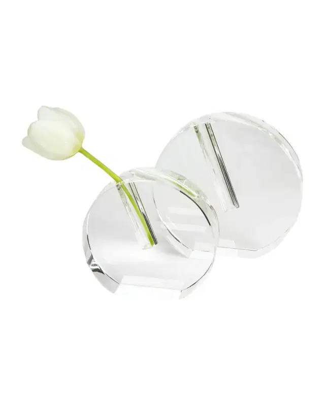 Tizo Clear Crystal Vase Flat Round - Large