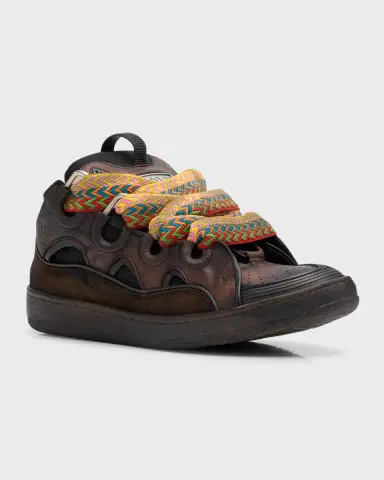 Lanvin Men's Curb Leather Low-Top Sneakers | Thumbnail 3 Lanvin Men's Curb Leather Low-Top Sneakers | Thumbnail 3