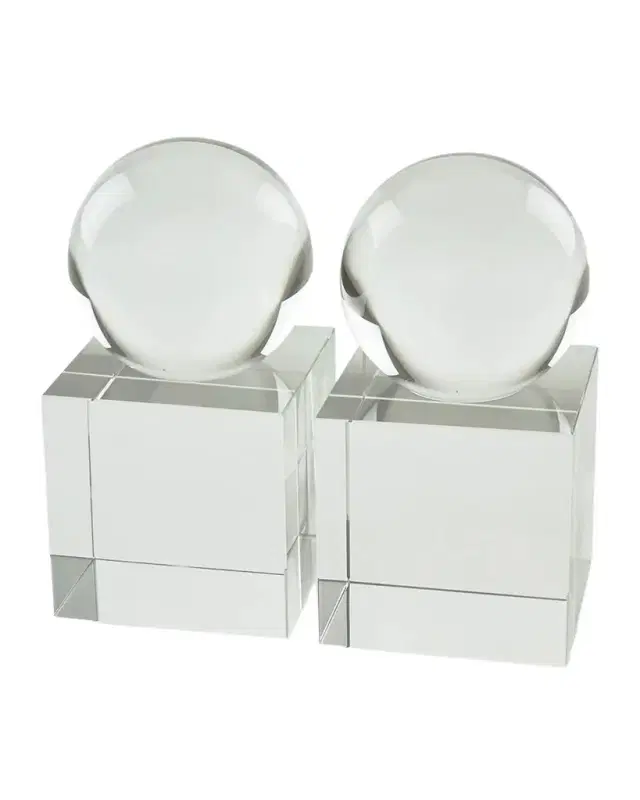 Tizo Clear Crystal Sphere Book End Pair