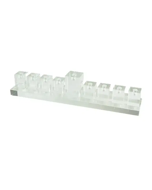 Tizo Crystal Menorah - Clear W/Blue