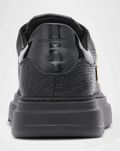 Karl Lagerfeld Paris Men's Low-Top Printed Leather Sneakers with Karl Pin | Thumbnail 3 Karl Lagerfeld Paris Men's Low-Top Printed Leather Sneakers with Karl Pin | Thumbnail 3
