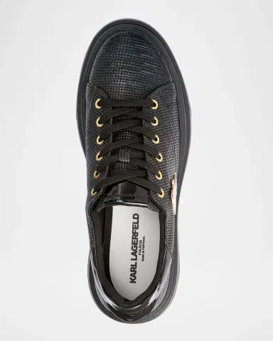Karl Lagerfeld Paris Men's Low-Top Printed Leather Sneakers with Karl Pin | Thumbnail 4 Karl Lagerfeld Paris Men's Low-Top Printed Leather Sneakers with Karl Pin | Thumbnail 4