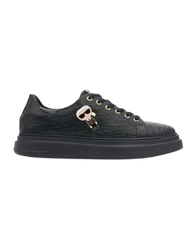 Karl Lagerfeld Paris Men 's Low-Top Printed Leather Sneakers with Karl Pin