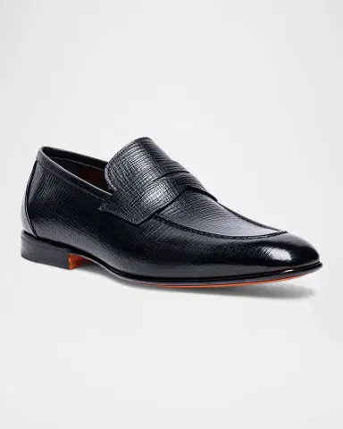 Santoni Men's Gannon Leather Penny Loafers | Thumbnail 2
