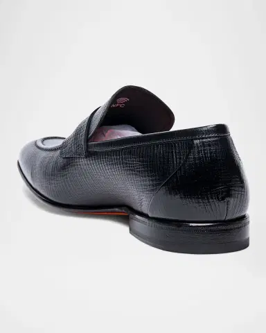 Santoni Men's Gannon Leather Penny Loafers | Thumbnail 3