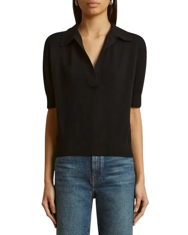 Shrunken Jo Cashmere Polo Sweater