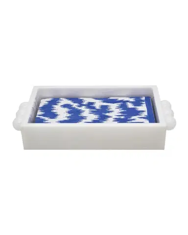 Tizo White Lucite Guest Towel Napkin Tray with Ball Handles | Thumbnail 1