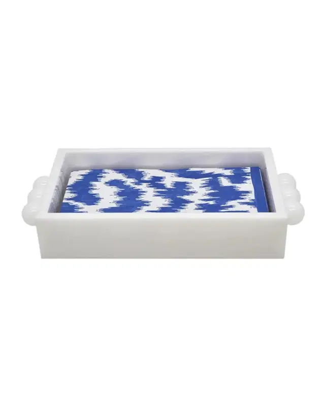 Tizo White Lucite Guest Towel Napkin Tray with Ball Handles