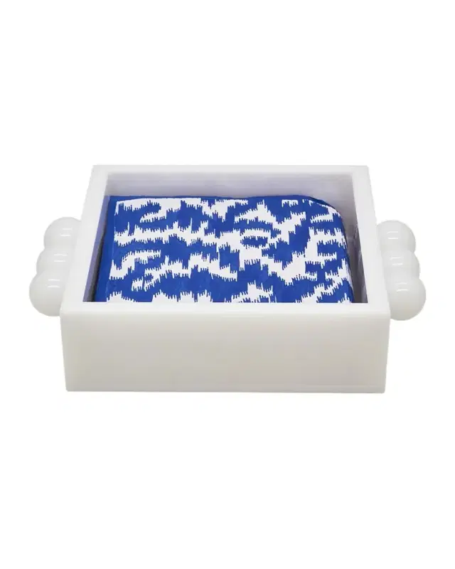 Tizo White Lucite Cocktail Napkin Tray with Bubbles