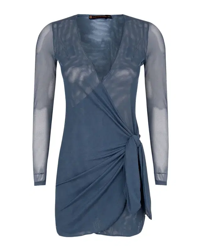 Solid Emily Sheer Long-Sleeve Coverup