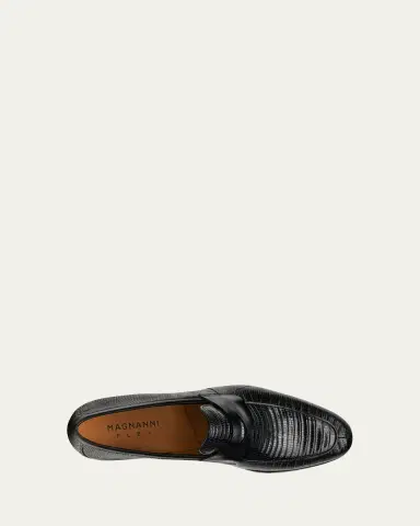 Magnanni Men's Vincente Lizard Penny Loafers | Thumbnail 5