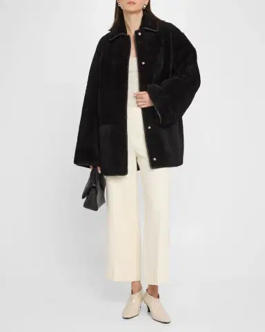 Toteme Teddy Lamb Shearling Overshirt Jacket | Thumbnail 2
