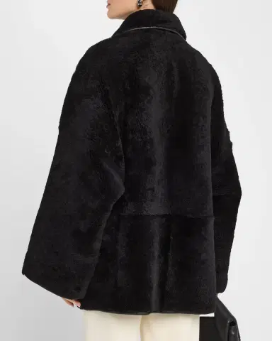 Toteme Teddy Lamb Shearling Overshirt Jacket | Thumbnail 3