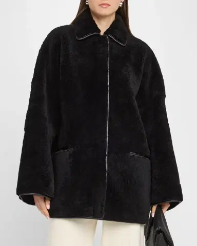Toteme Teddy Lamb Shearling Overshirt Jacket | Thumbnail 4