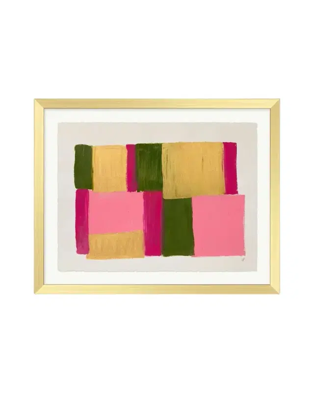 RFA Fine Art "Golden Peony 1" Framed Acrylic Painting by Deborah Fine