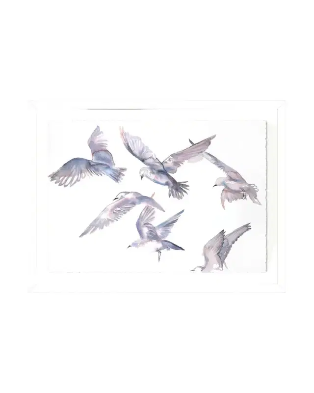 RFA Fine Art "Seagulls in Flight" Framed Giclee Print by Elizabeth Becker
