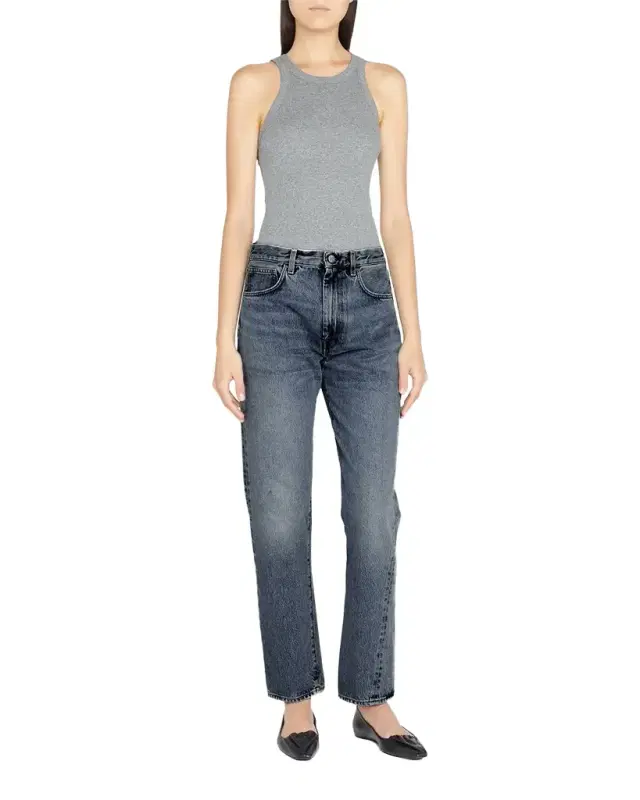 Twisted Seam Straight-Leg Denim Pants