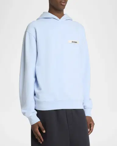Jacquemus Men's Grosgrain Logo Cotton Hoodie | Thumbnail 3
