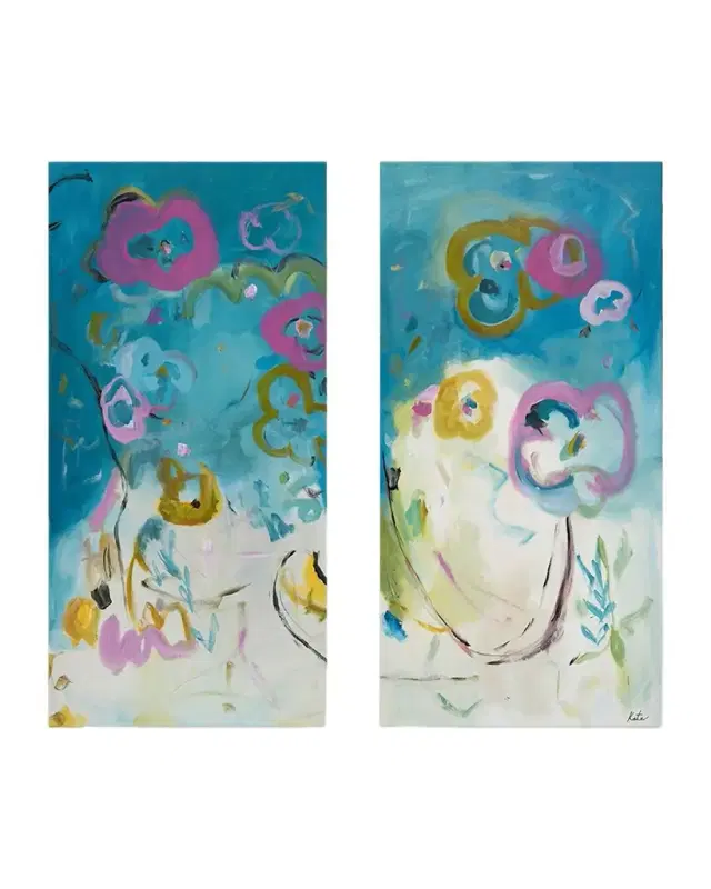 RFA Fine Art "Floral" Hand-Embellished Giclees by Kate Baldock, Set of 2