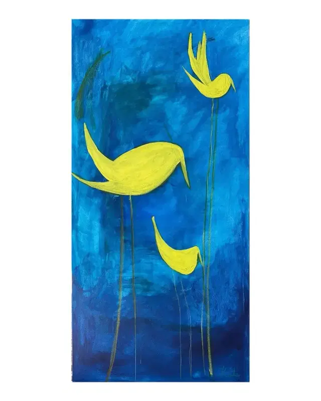 RFA Fine Art "Yellow Birdy" Hand-Embellished Giclee by Kate Baldock