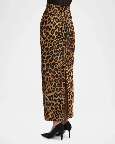 Khaite Loxley Leopard-Print Ponyhair Maxi Skirt | Thumbnail 3