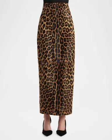 Khaite Loxley Leopard-Print Ponyhair Maxi Skirt | Thumbnail 4
